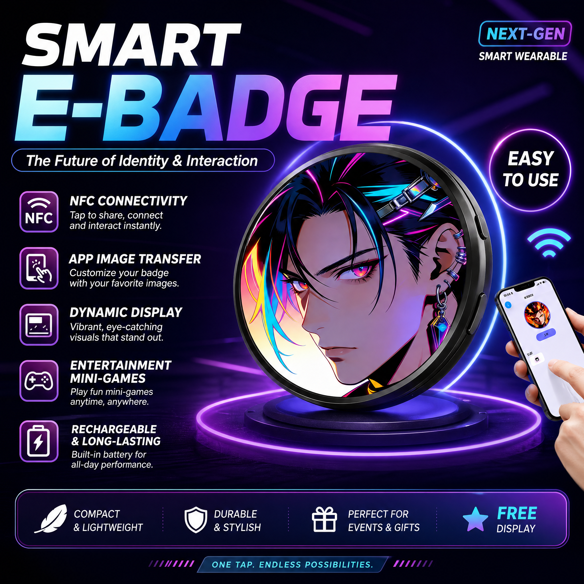 Electronics Gadgets For Gift - 2026 new Smart Badge Electronic Display